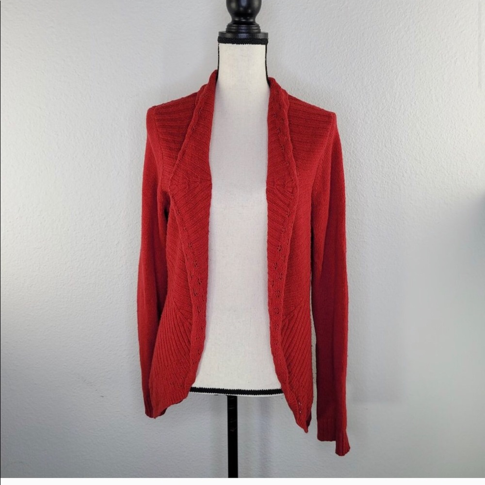 Knitted & Knotted Open Front Sweater Red Size L